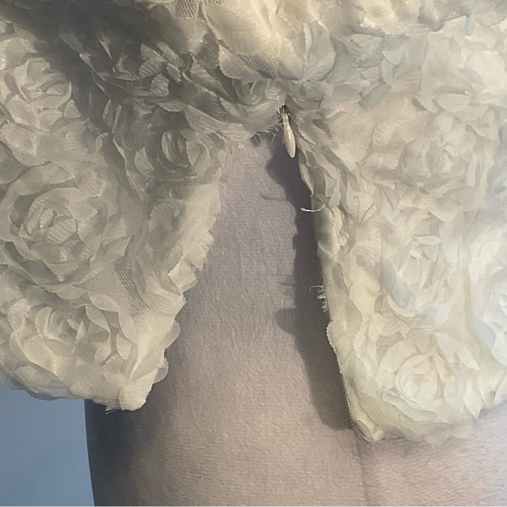 Julia by Love White Rosette Crop Top Puff Sleeve Bridal Event Size S - Picture 10 of 14